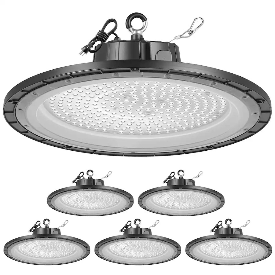 VEVOR 6-Pack 200W 30000LM 5000K UFO LED High Bay Warehouse Lights IP65 Black