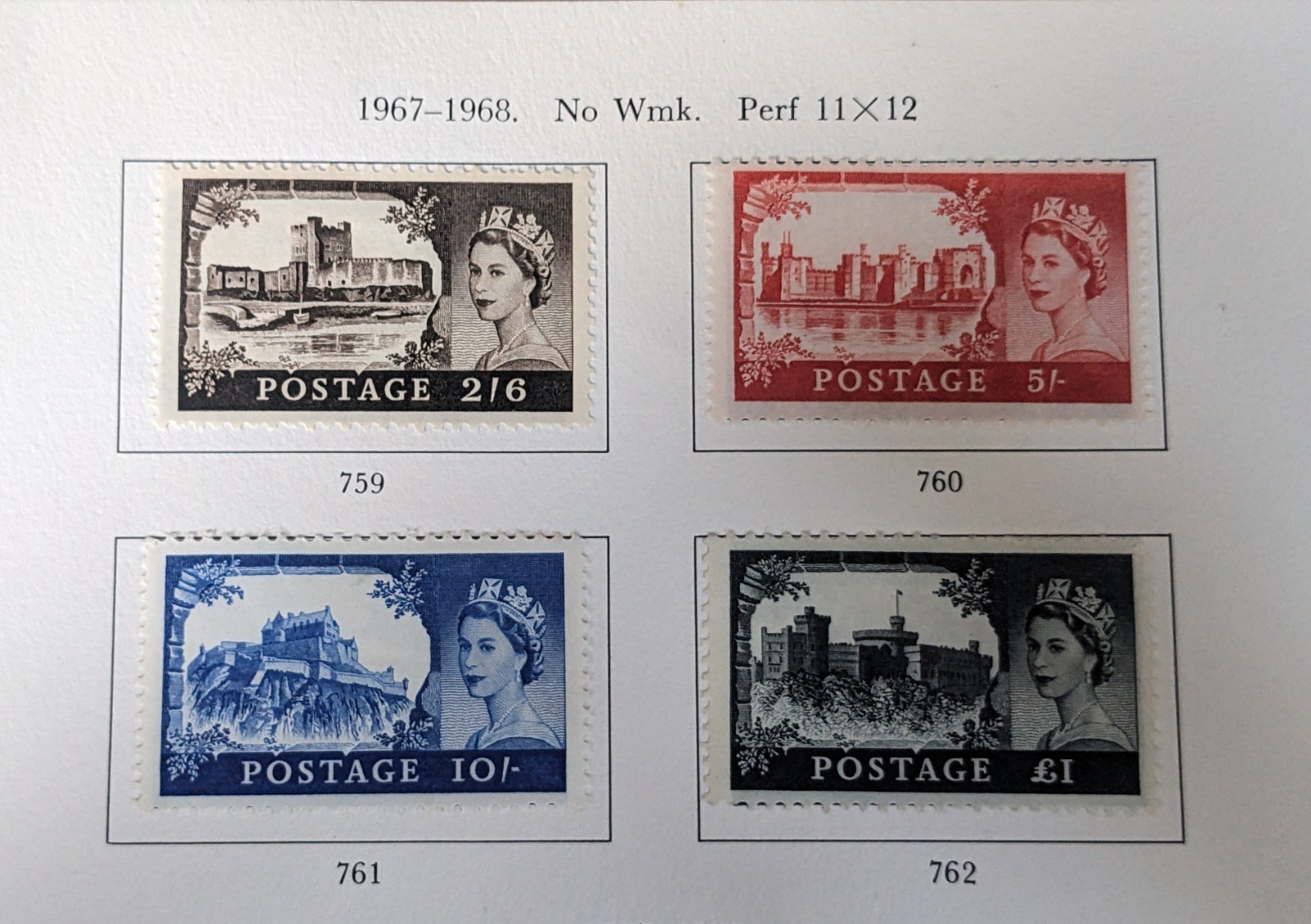 GB  QEII 1967 Castles 2/6 - £1  No Wmk  SG 759/62    MHR