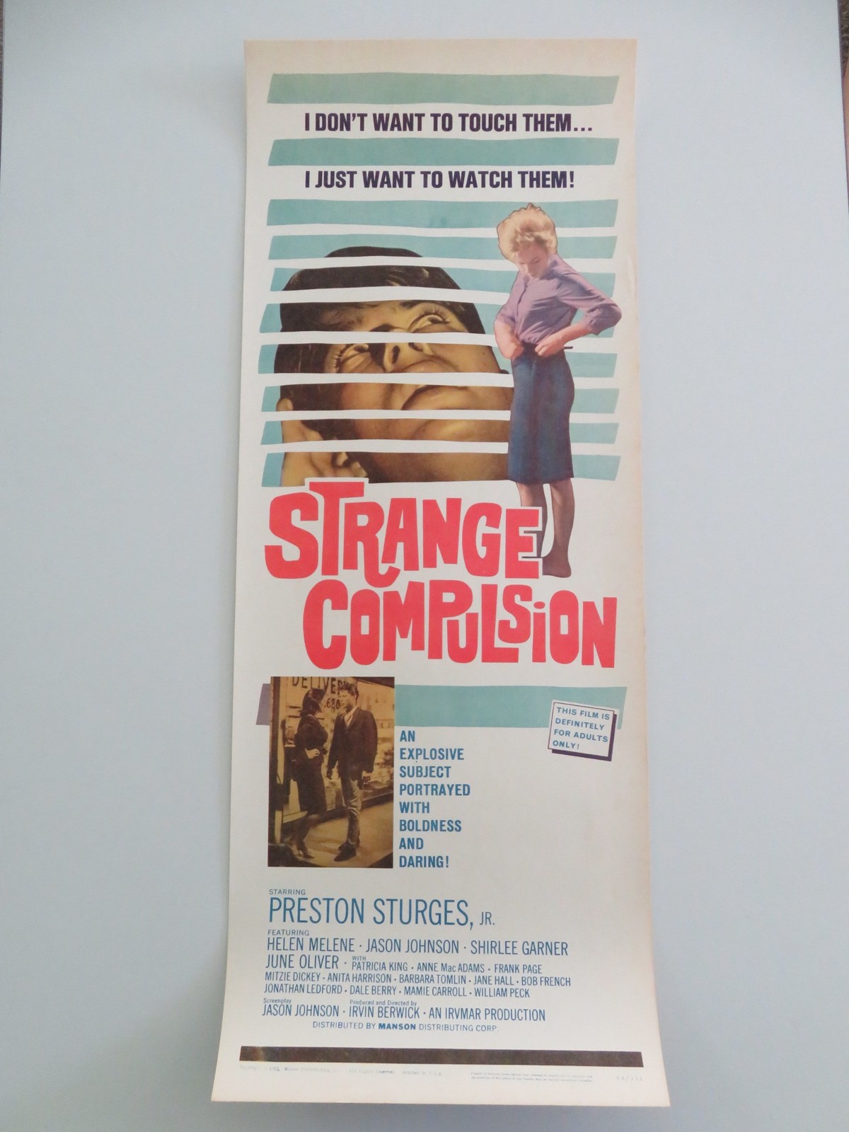 Strange Compulsion US Insert Poster Soloman Sturges Helen Melene 1964