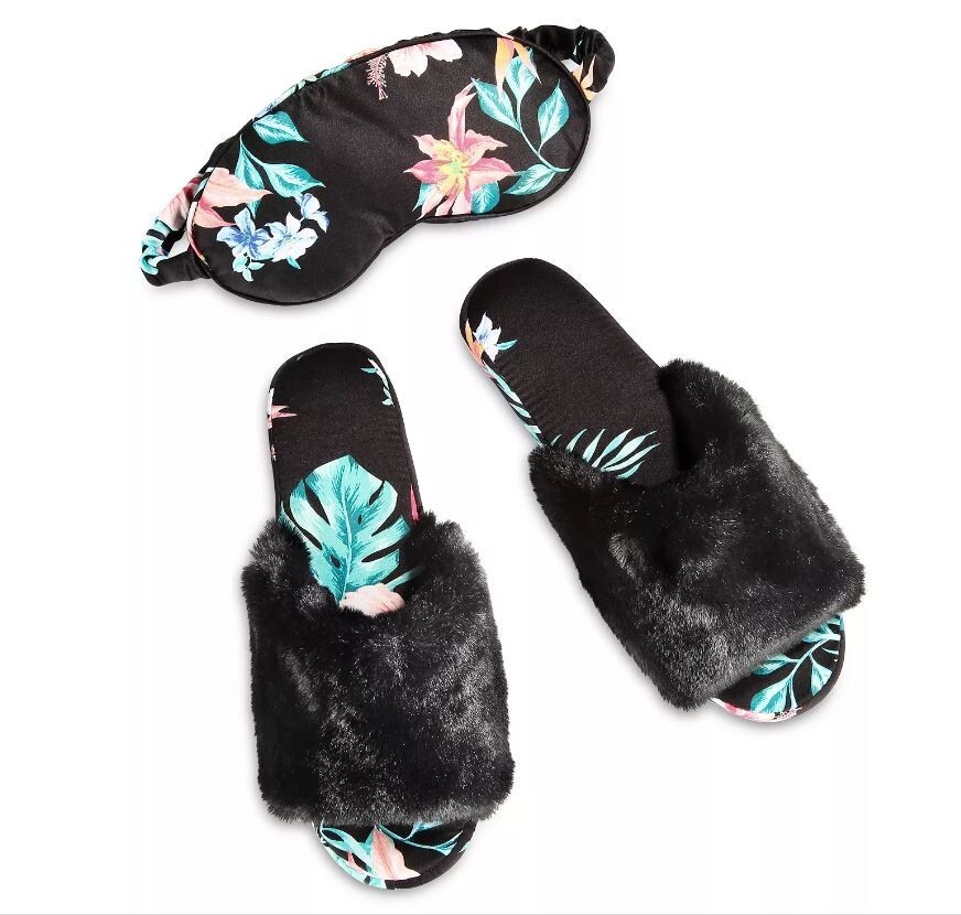 INC tropical floral print women\'s slide slippers + eye sleep mask set:Size 11-12