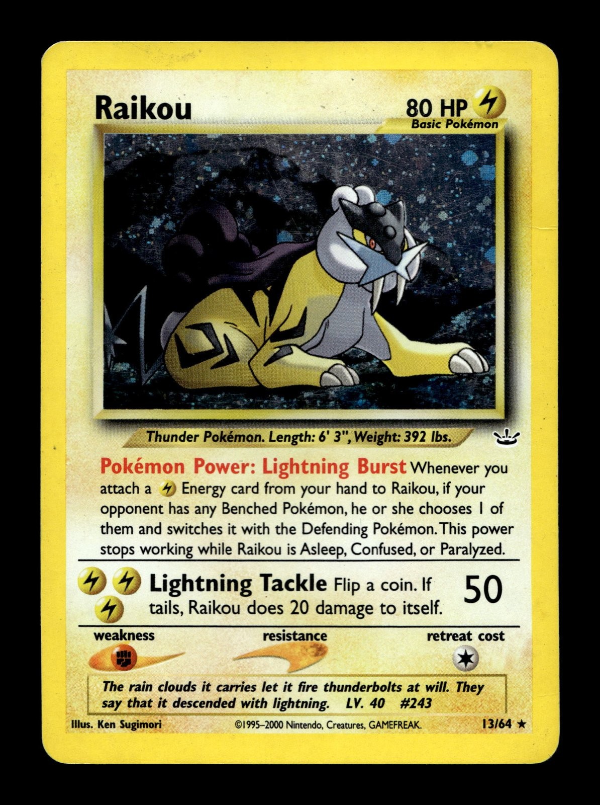 Raikou (13) Neo Revelation #13 (2001) Holo HP Pokemon