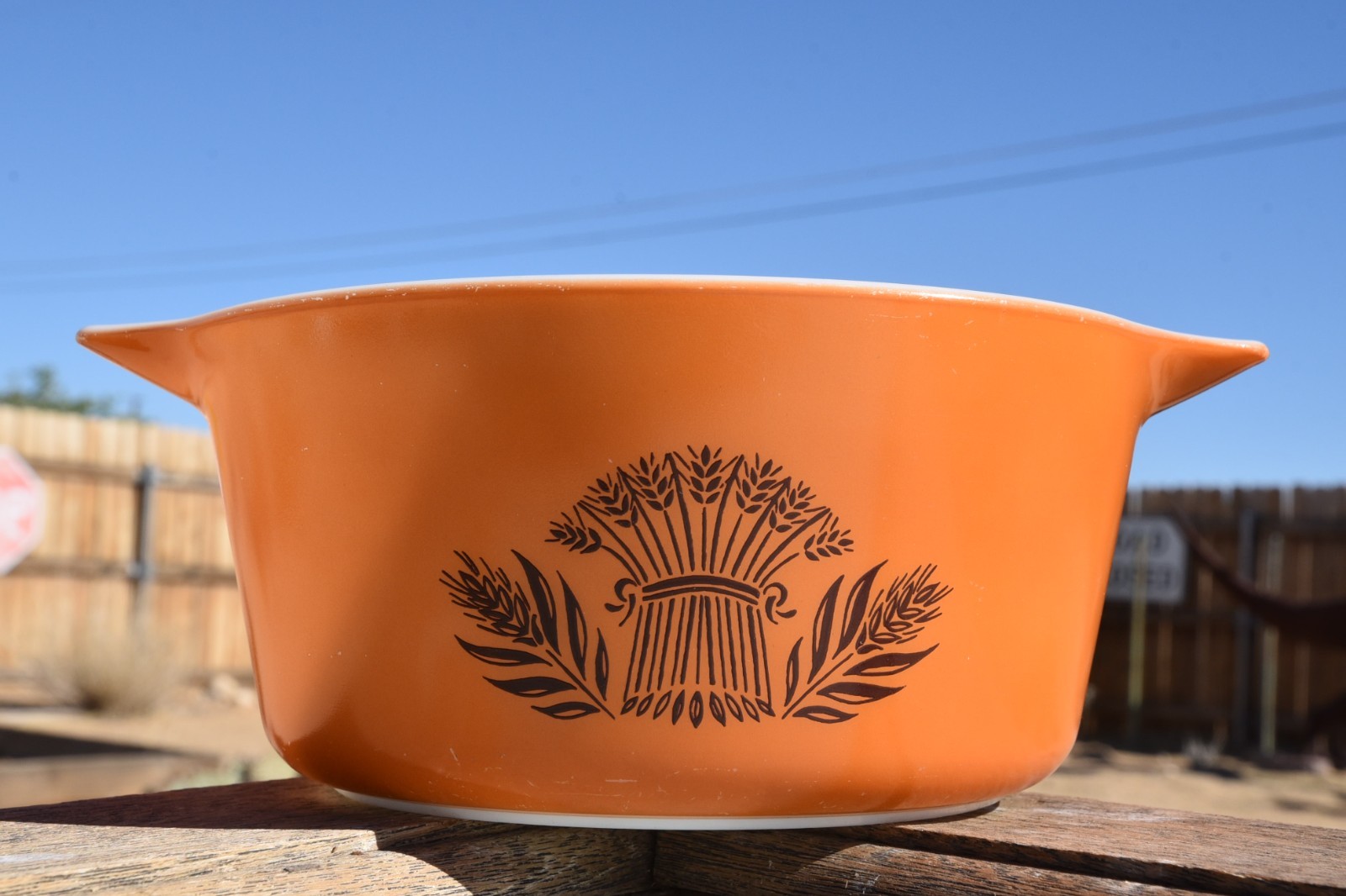 Vintage Pyrex Sunset Wheat HTF Rare 474 MCM Casserole Dish Orange Kitchen Glass