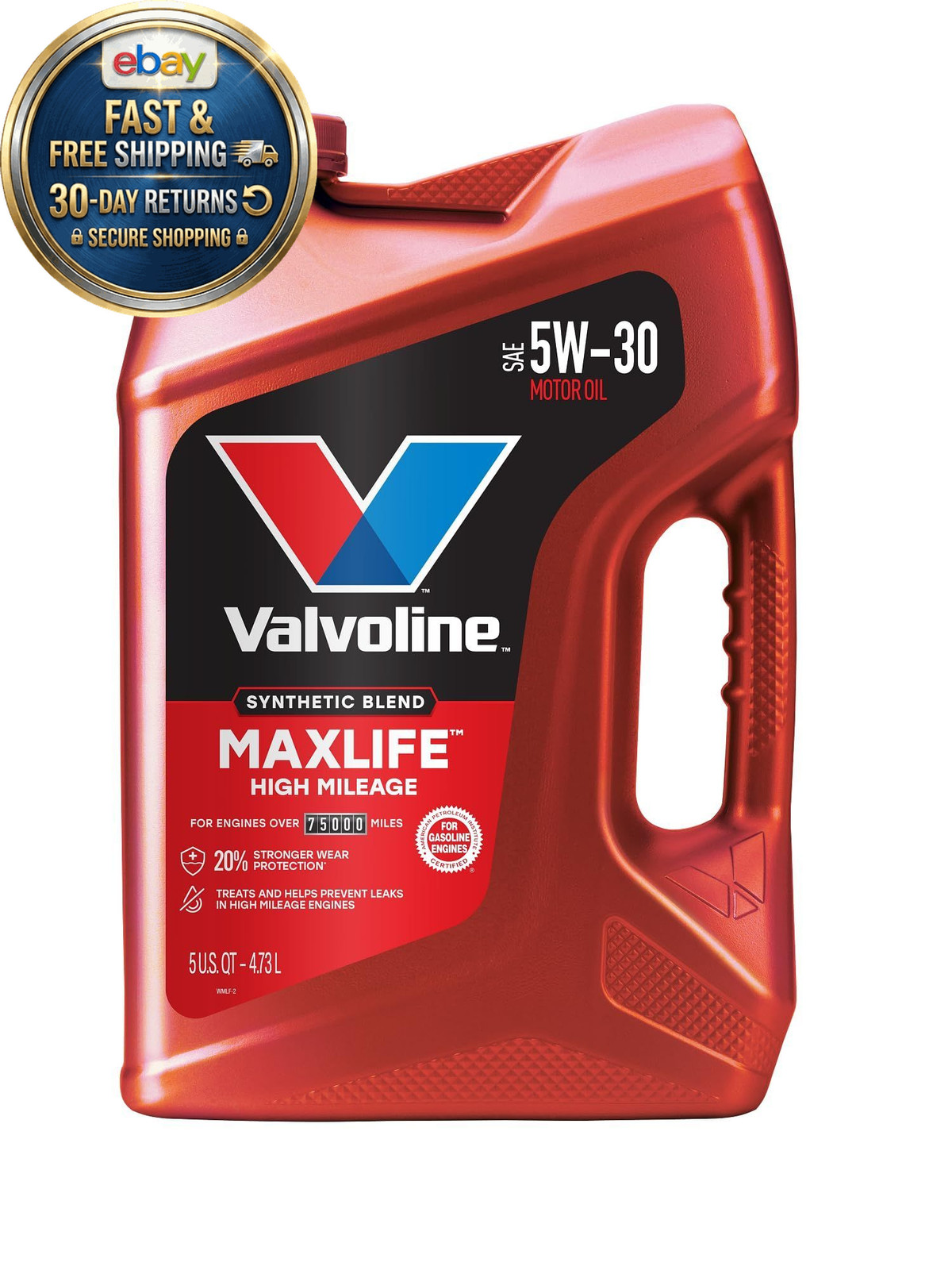 MaxLife High Mileage 5W-30 Synthetic Blend 5 qt (Pack of 1), Gold