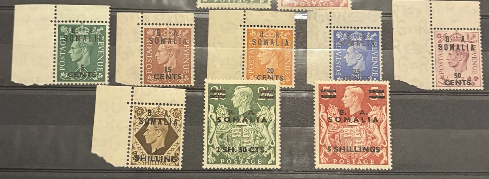 BA Somalia KGVI 1950 Set 5 Shillings Unmounted Mint Part Set Cat £39