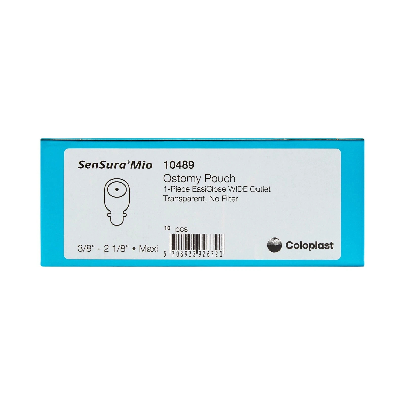 Coloplast 10489 SenSura Mio Ostomy Pouch 3/8 to 2-1/8 Inch Stoma Box of 10
