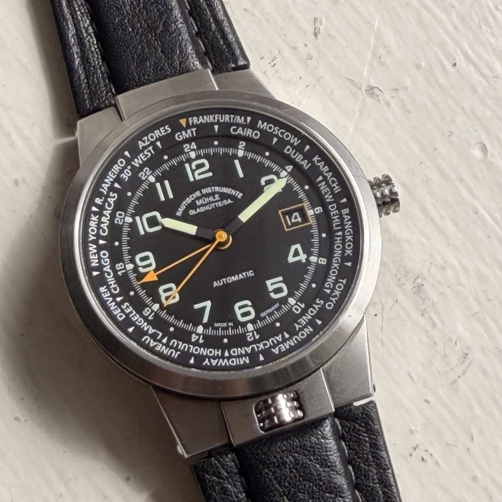 Muhle Glashutte Lufthansa Edition world timer Pilot 3 Automatic GMT watch