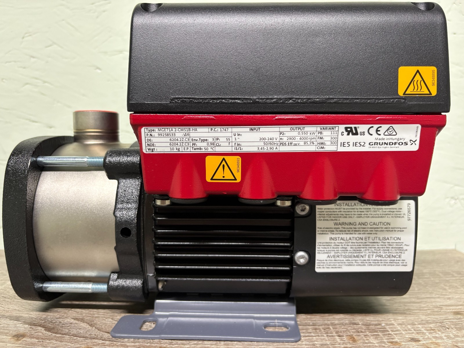 Grundfos 99326336 Centrifugal pump 220/240V 60 hz Grundfos 99326336 Centrifugal pump 220/240V 60 hz