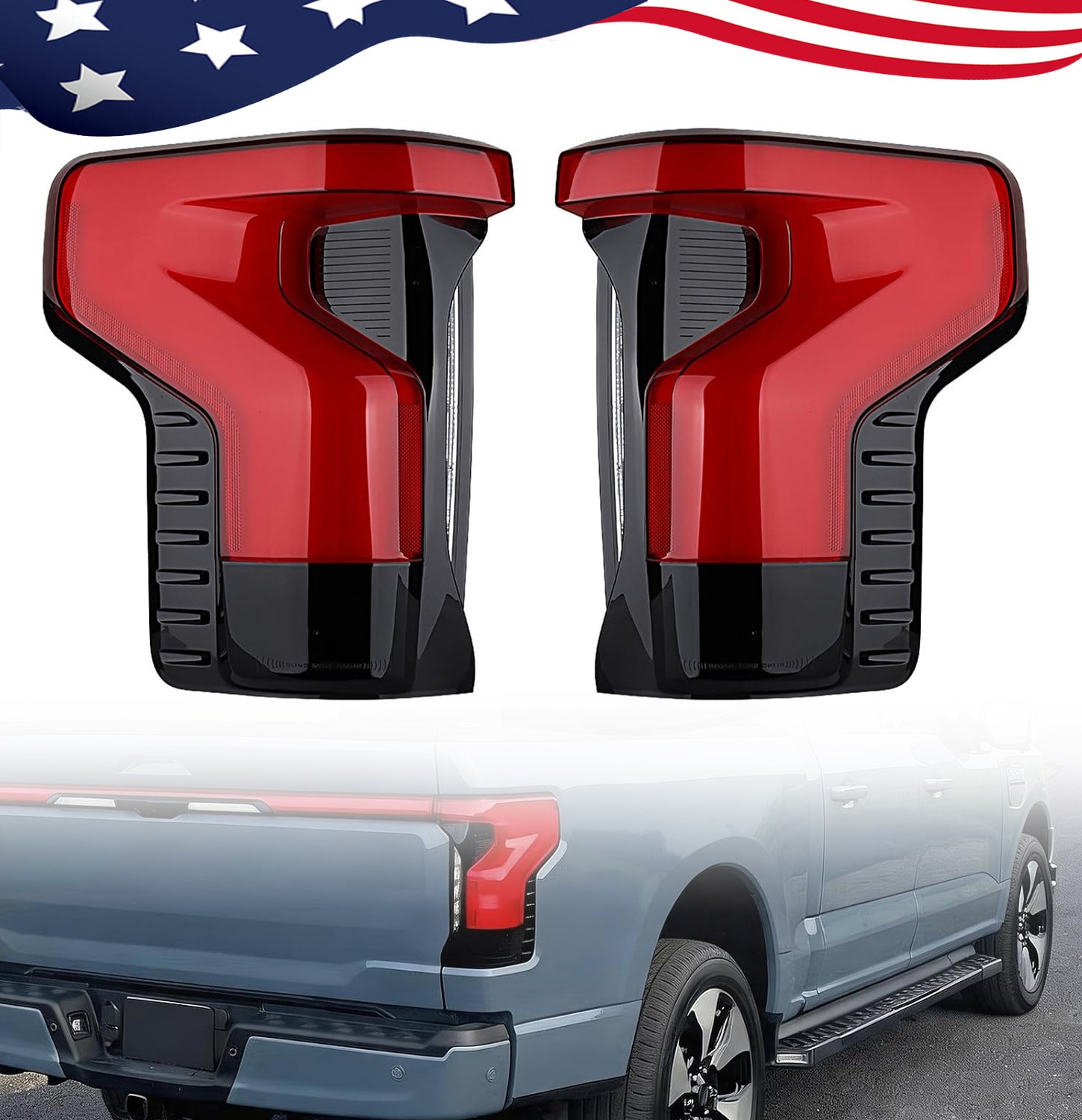 Pair Side LED Tail Light For Ford F150 LIGHTNING Lariat/Platinum 2022-2024