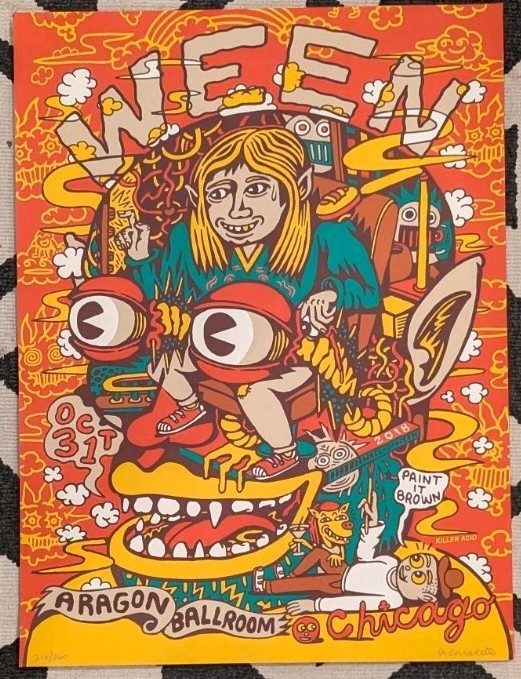 Ween Halloween Night Concert 2018 Chicago Poster Signed 216/260 Excellent