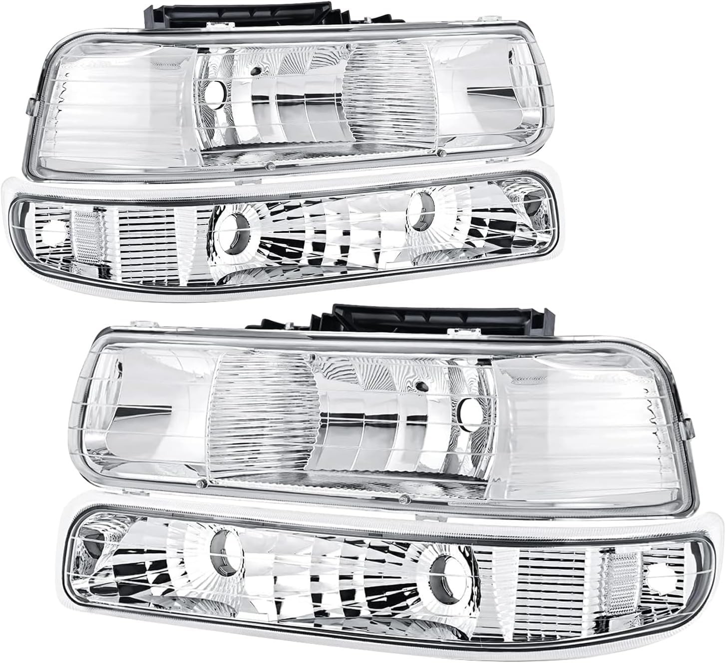 1999-2002 Chevy Silverado 2000-2006 Suburban Tahoe Headlights Chrome Clear Lens
