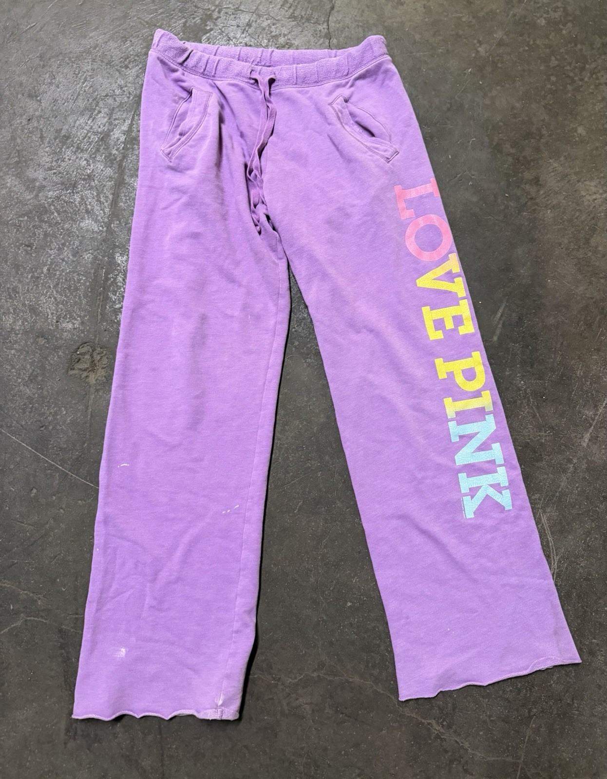 VTG Y2K Victorias Secret PINN Mid Rise Flare Sweatpants Purple Preppy XS