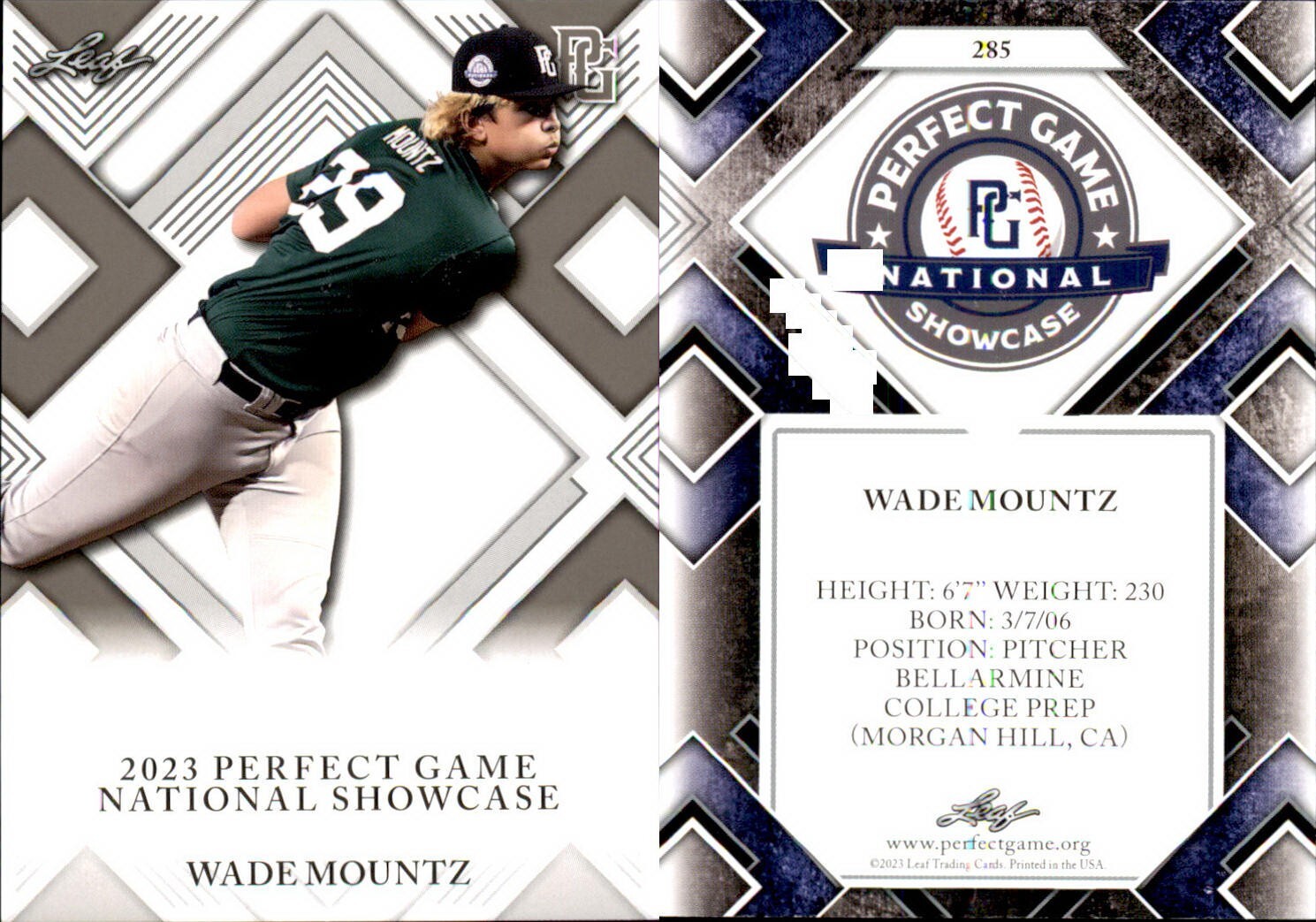 WADE MOUNTZ Rookie 2023 Leaf Perfect Game National Showcase RC #285
