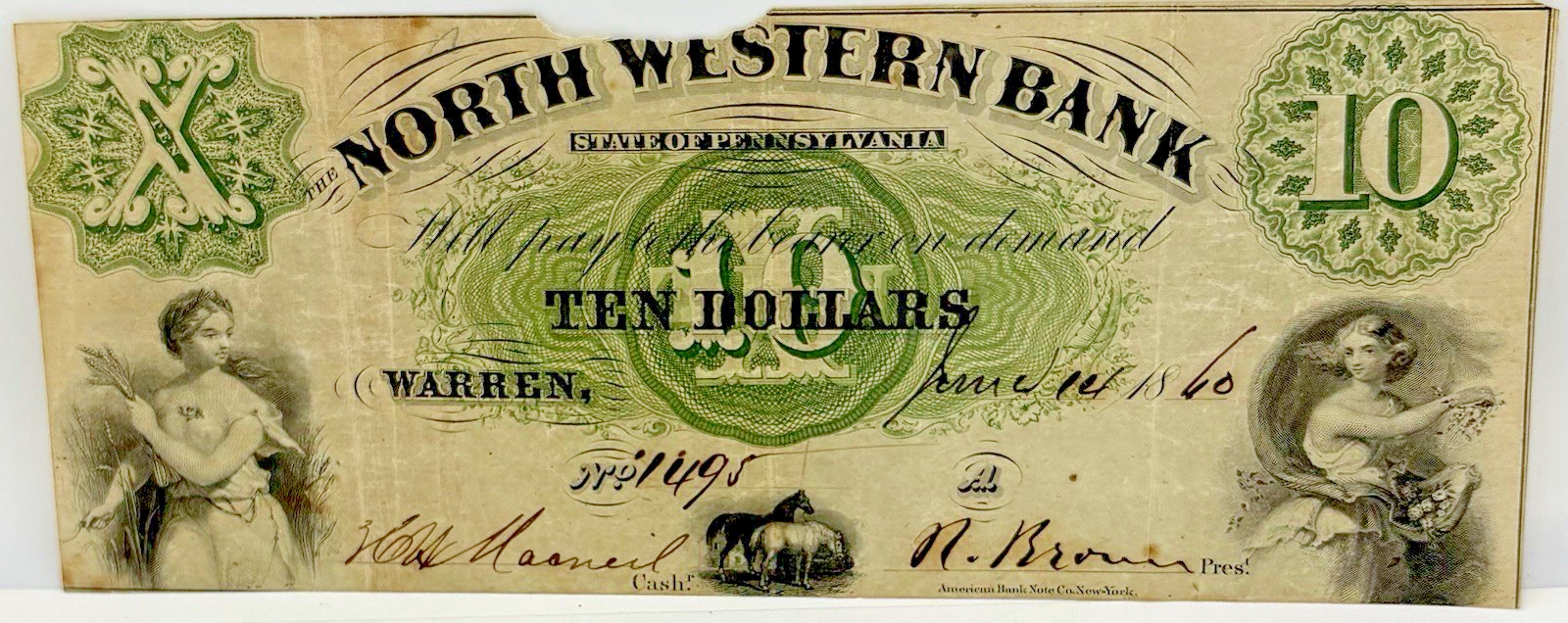 1860 North Western Bank Warren PA $10