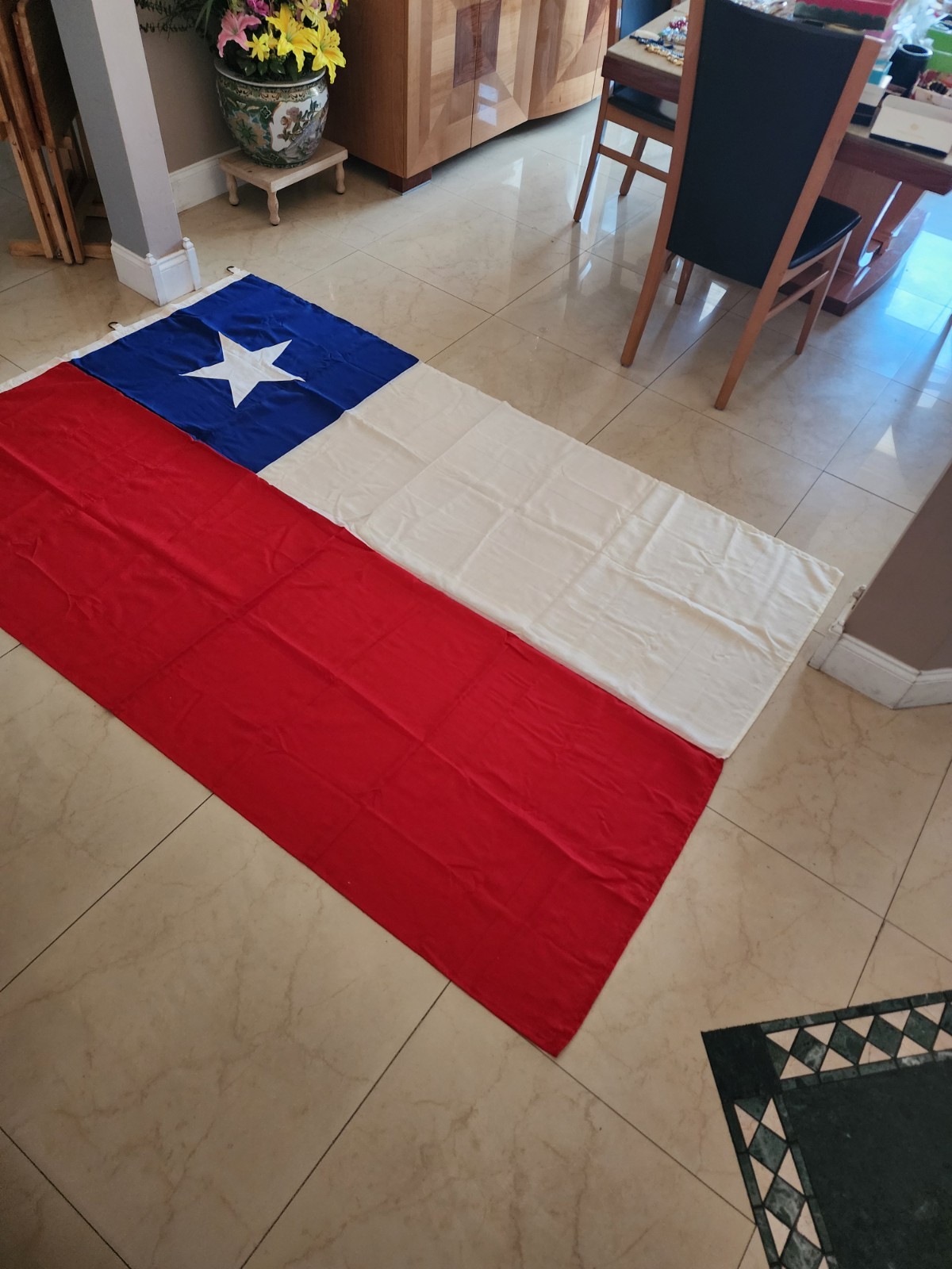 Large Vintage 4 Hook Chilean Flag Large Vintage 4 Hook Chilean Flag