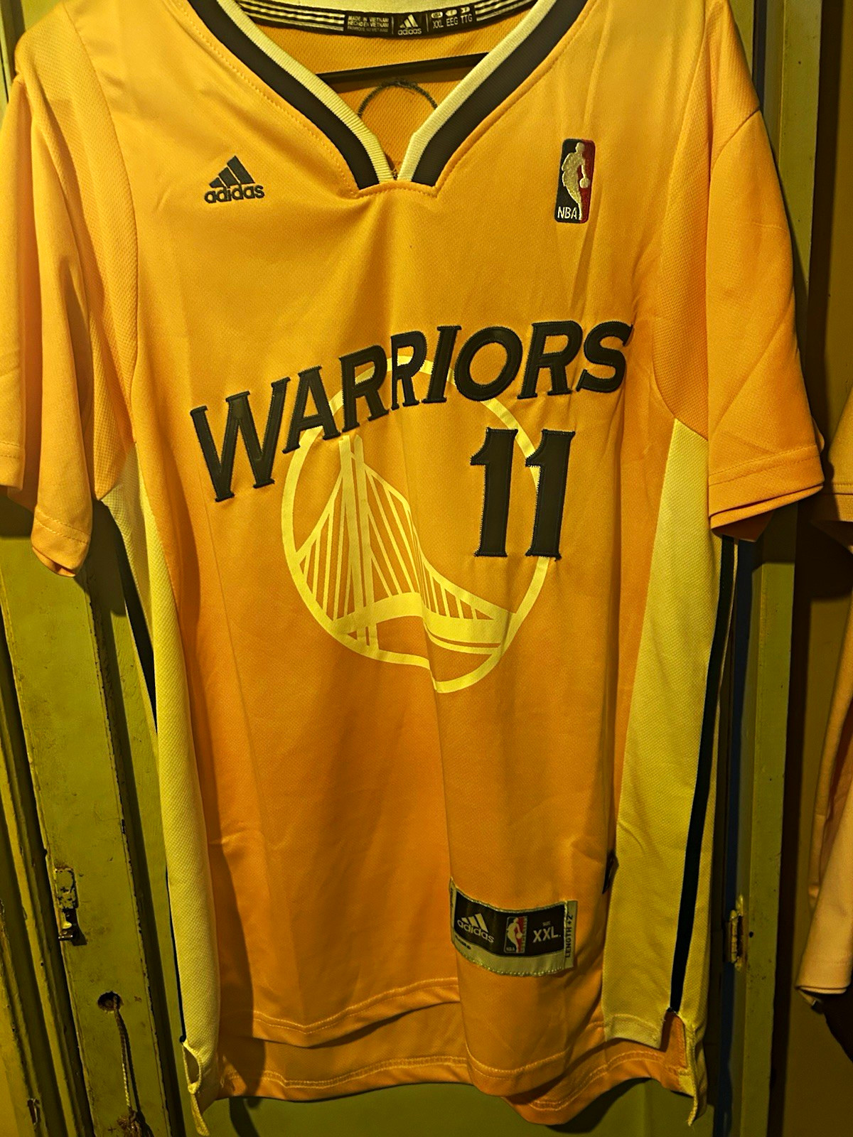 adidas Golden State Warriors Klay Thompson #11 Men\'s 2XL Yellow NBA Jersey