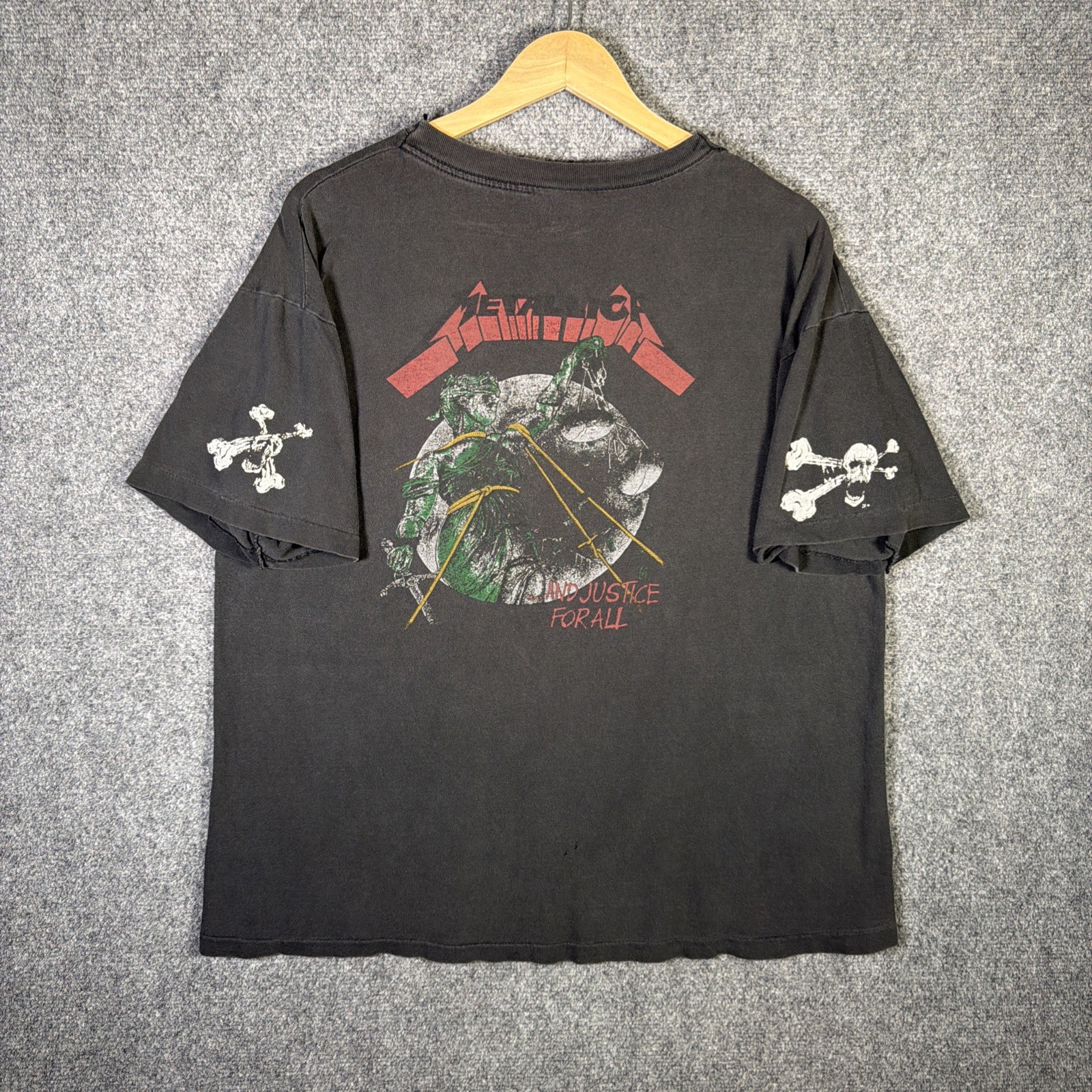 Vintage Metallica Shirt Mens Large Black 90s Faded USA Justice For All Metal USA