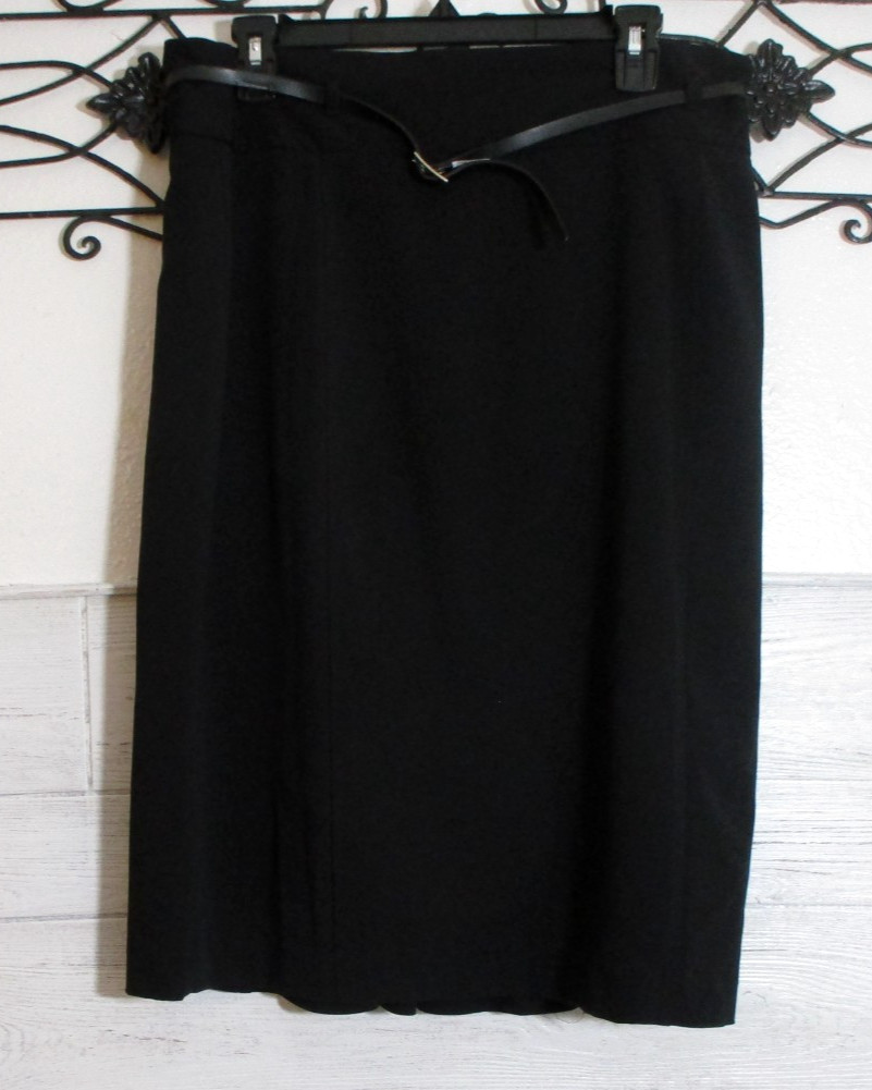 Worthington Women\'s Skirt Size 16 Black Knee Length Belted