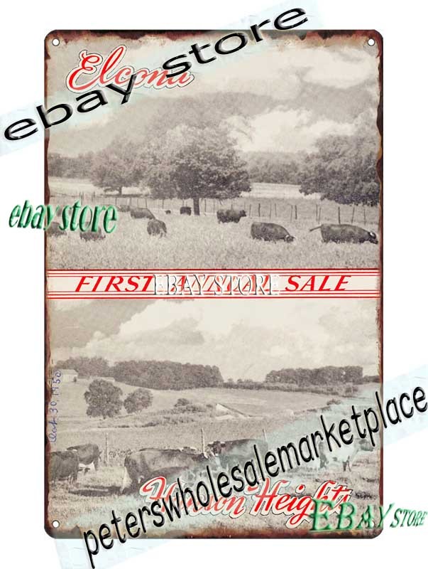 1950 Elcona Hanson Heights Elkhart Indiana Farm Sale Tin Sign Shorthorn