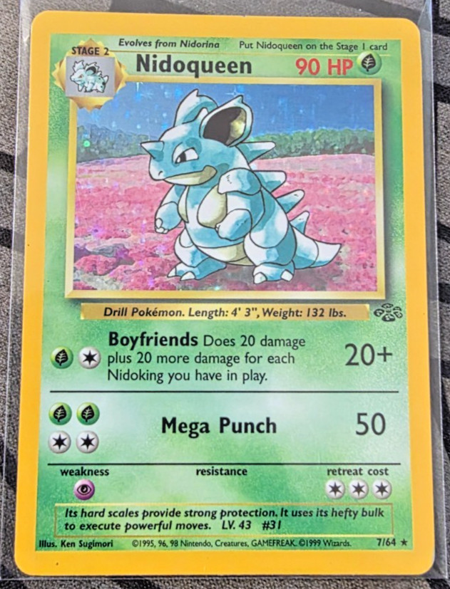 Nidoqueen Holo 7/64 Jungle Rare Vintage WOTC Pokémon Card Nidoqueen Holo 7/64 Jungle Rare Vintage WOTC Pokémon Card