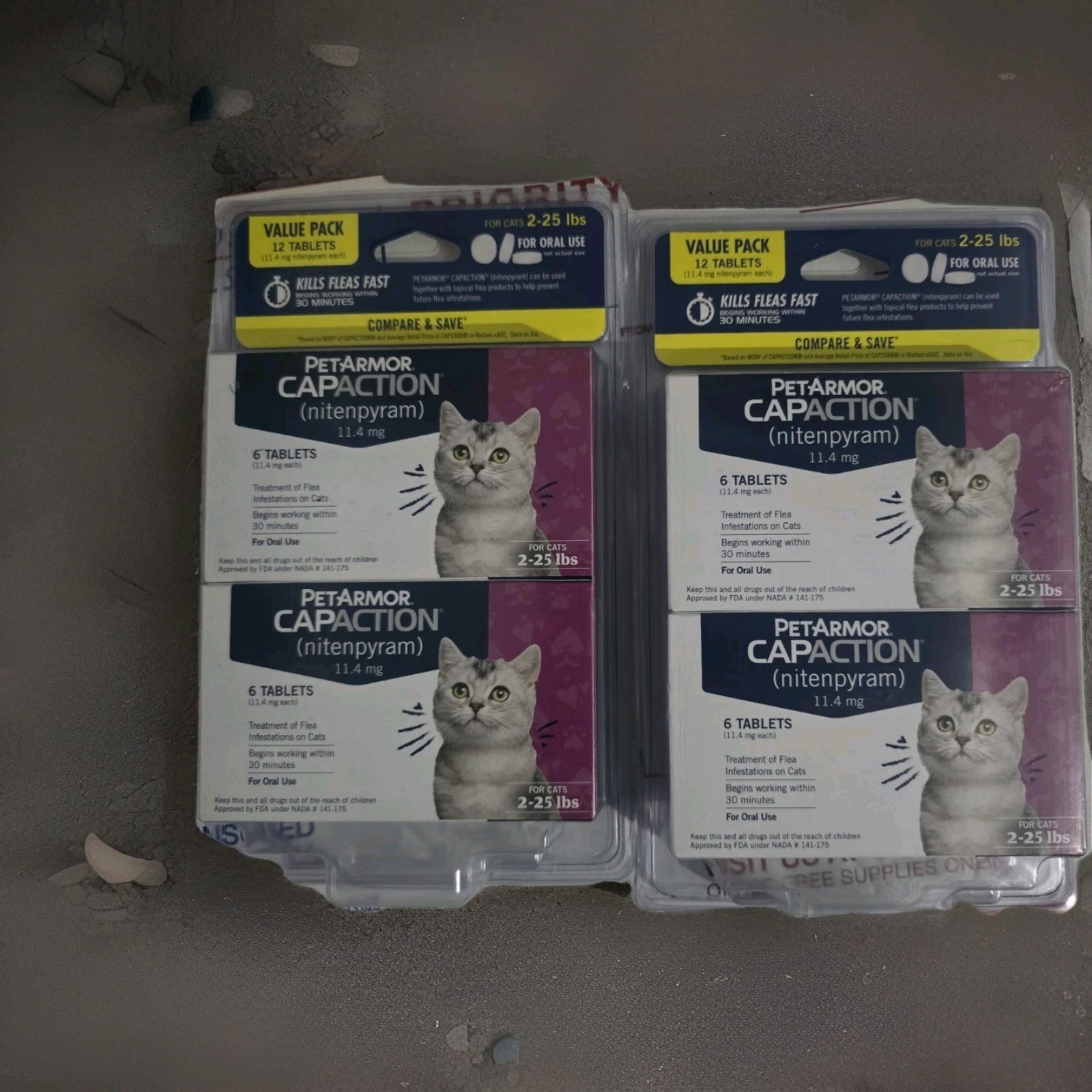  PETARMOR CAPACTION (nitenpyram) 11.4mg CATS 2-25LB  6 Tabs X 4 = 24 Exp 2027