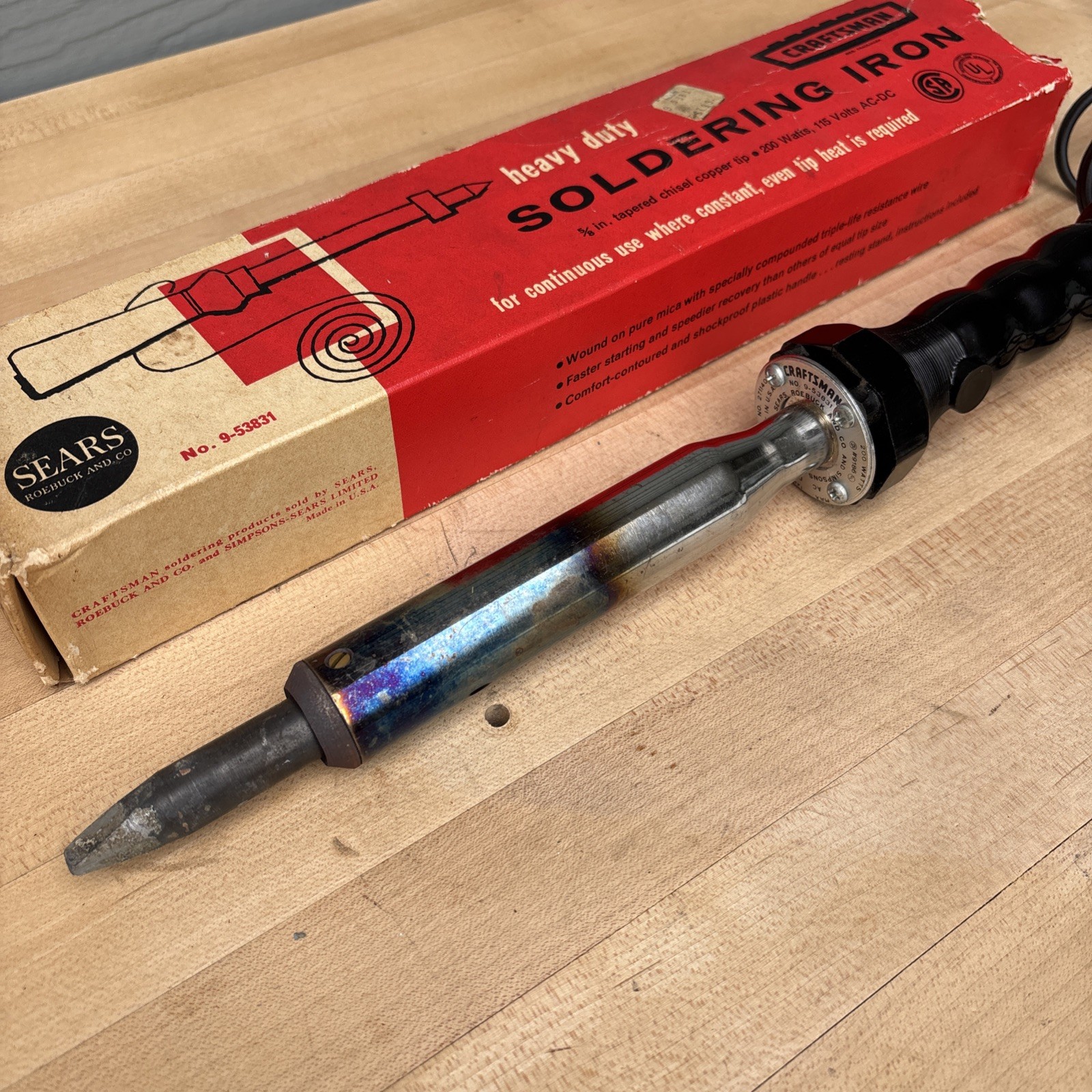 Vtg CRAFTSMAN 200W Soldering Iron Heavy Duty No 9-53831 RARE WORKS  USA 🇺🇸
