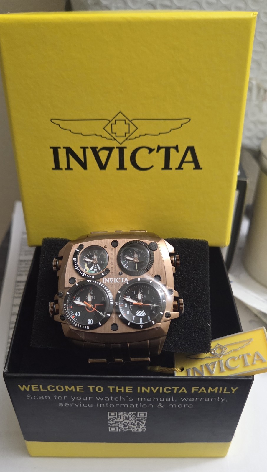 🔥NEW🔥Invicta Aviator ZULU TIME 4 Time Zone Pilot Men\'s Watch 50mm Copper