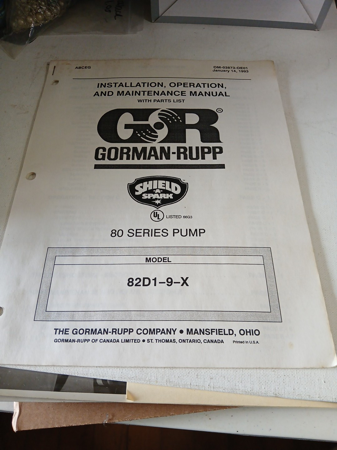 Gorman Rupp Pump 82d1 9 X 80 Series Pump Manual Gorman Rupp Pump 82d1 9 X 80 Series Pump Manual