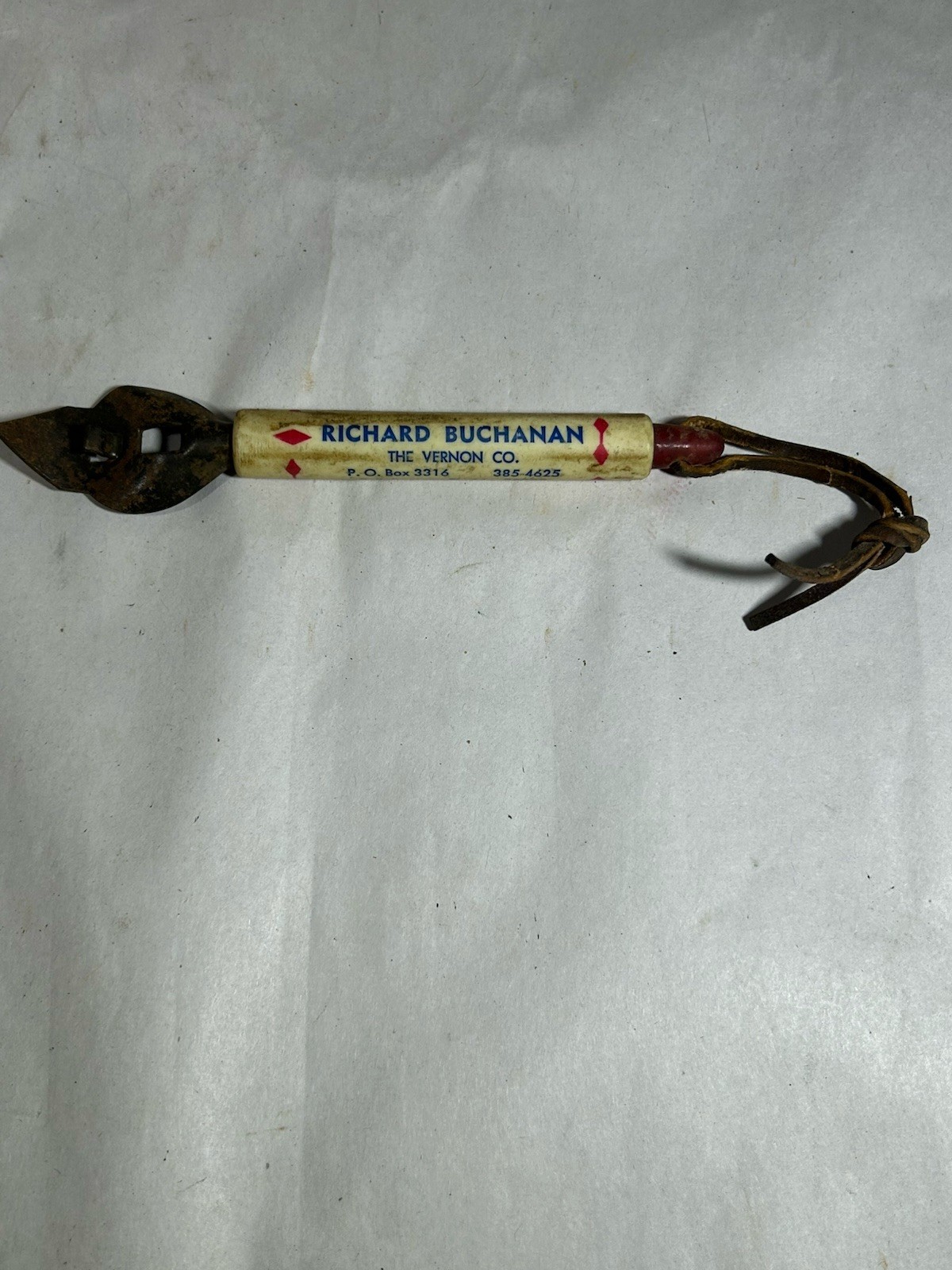 Vintage Richard Buchanan Tallahassee Florida FL Vernon Co Advertising Can Opener Vintage Richard Buchanan Tallahassee Florida FL Vernon Co Advertising Can Opener