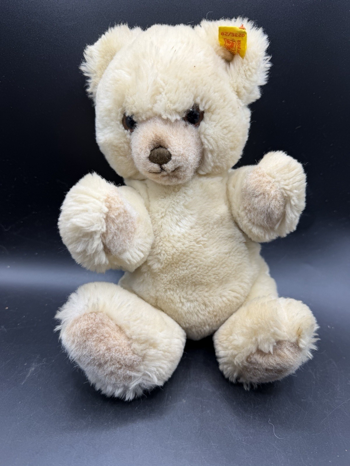 Vintage Steiff Teddy Bear Plush Cream Off-White Yellow Tag 0235/28 11