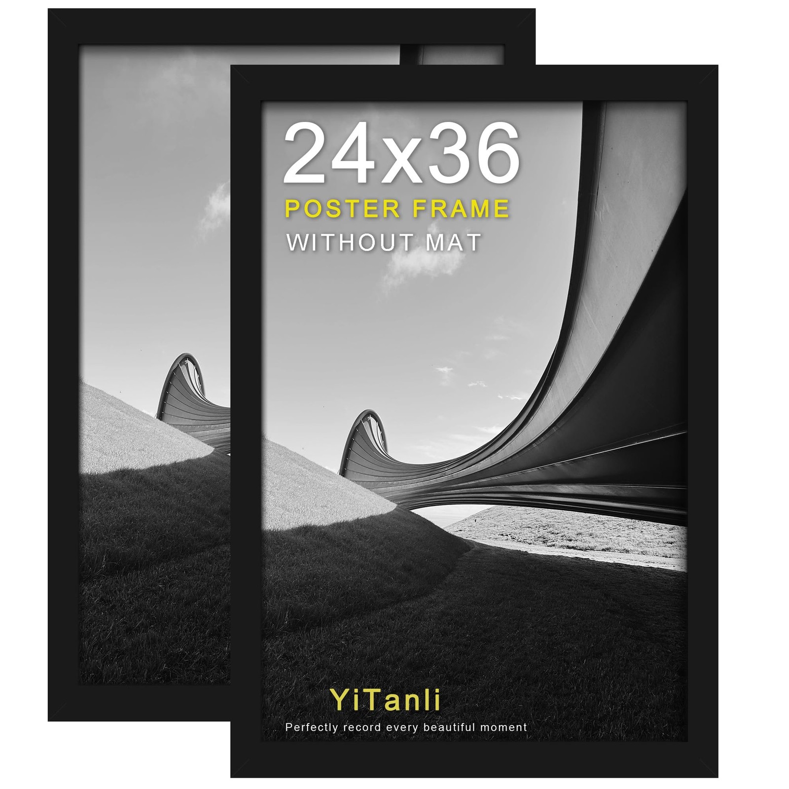 YiTanli 24x36 Poster Frame 2 Pack, Black Poster Frames 24 x 36 inches