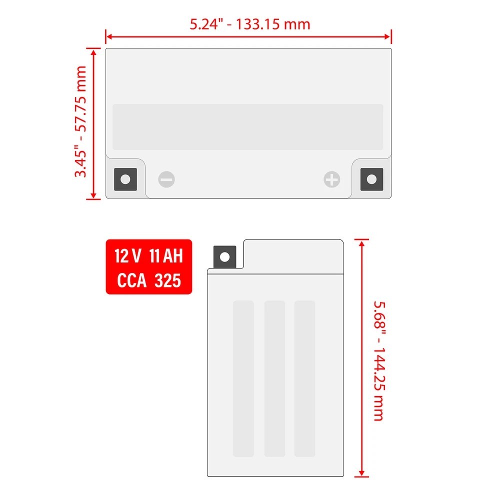 YB10L-A2 Caltric AGM Battery for Suzuki 33610-44010 / 12V 11 Ah AGM Battery