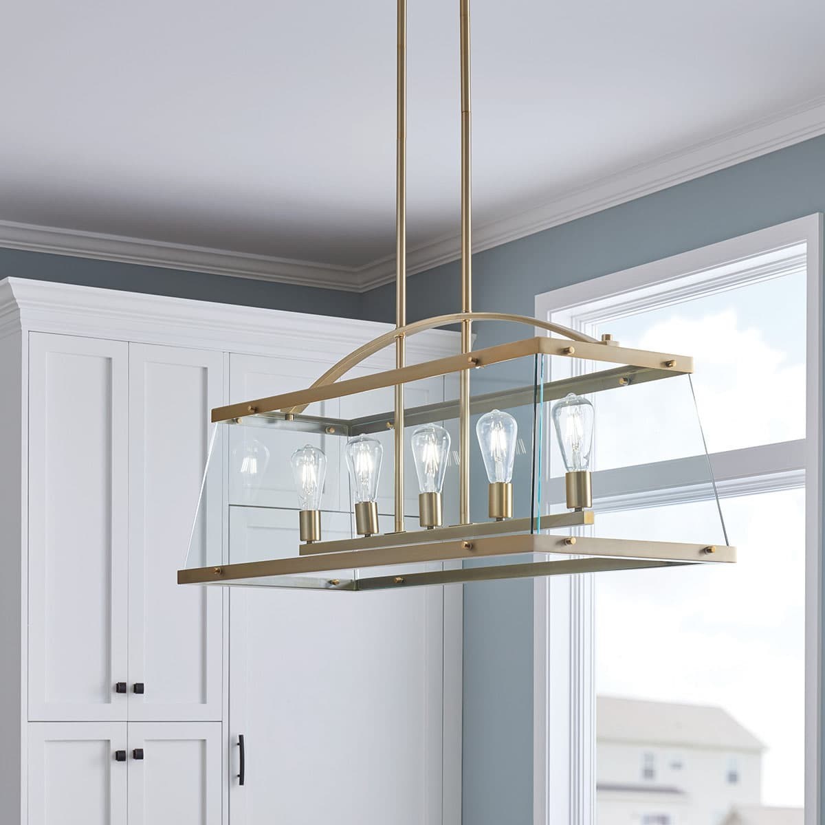 Kichler 5 Light, 75 Watt (Med.) T Clear Glass 52123 BNB Brushed Natural Brass