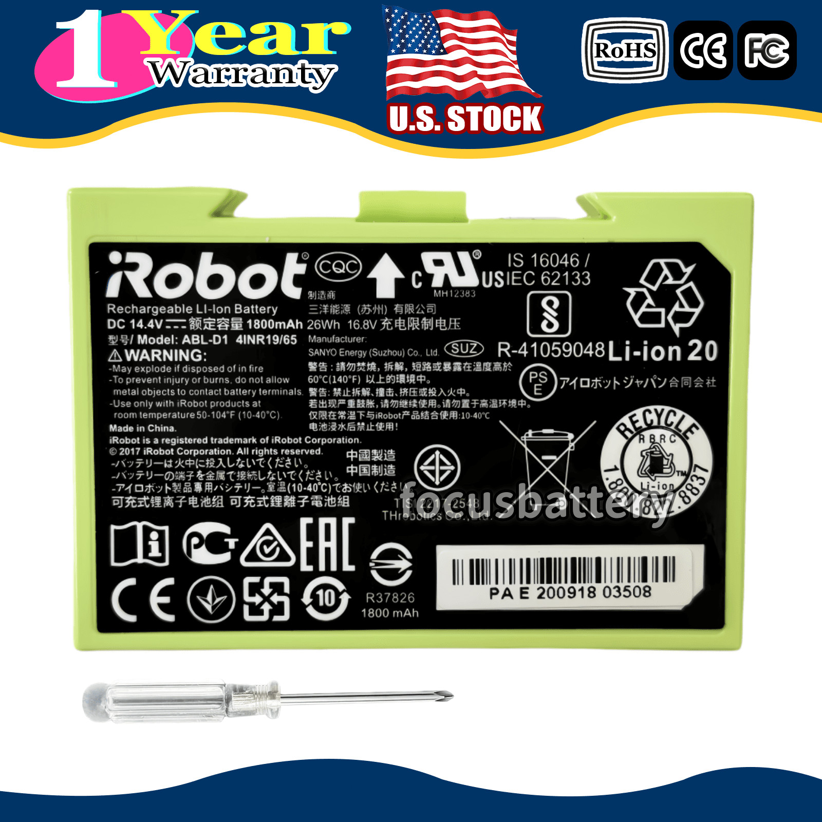 Genuine Battery For iRobot Roomba e5 e6 i1 i2 i3 i4 i5 i6 i7 i7+ i8 j5+ J6 J7 US