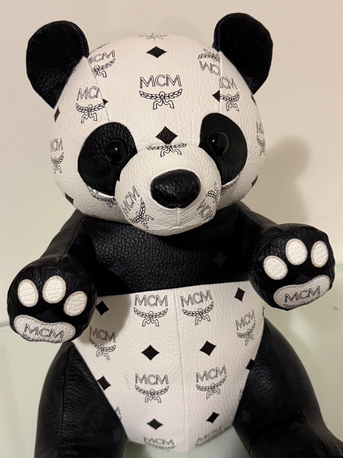 MCM Visetos Monogram Panda Decorative Plush Doll