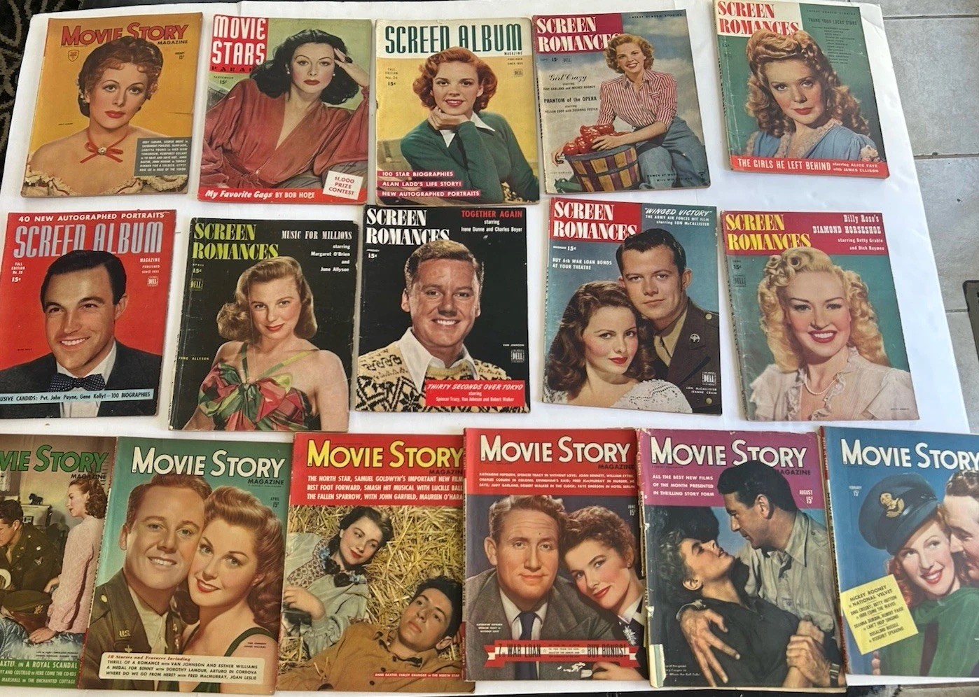 Vintage 1940s Hollywood Movie Magazines Lot Movie Story Screen Romances 40s