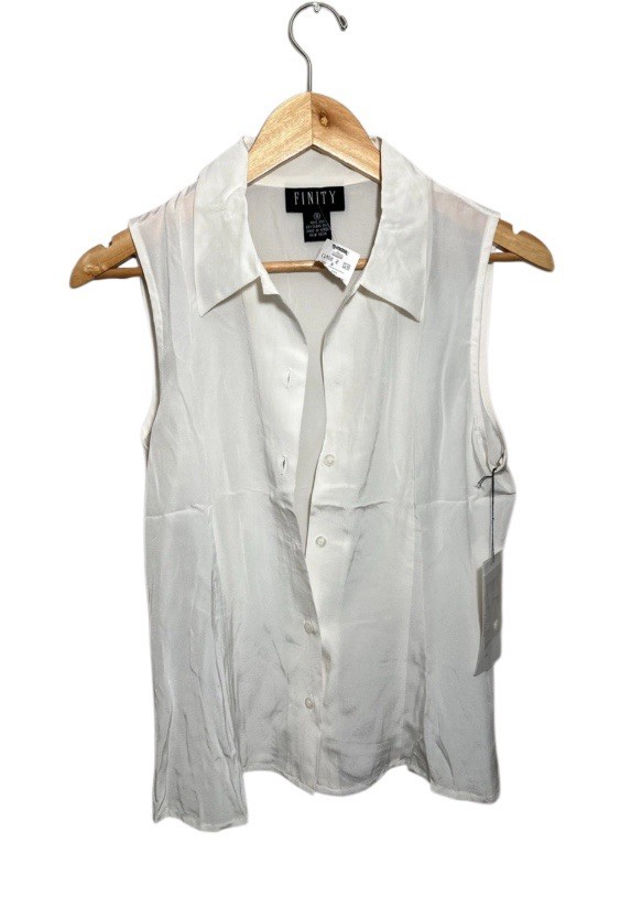Vintage Finity Silk Sleeveless Top Y2K 90s Sz 8  Classic Minimalist Button Flaw