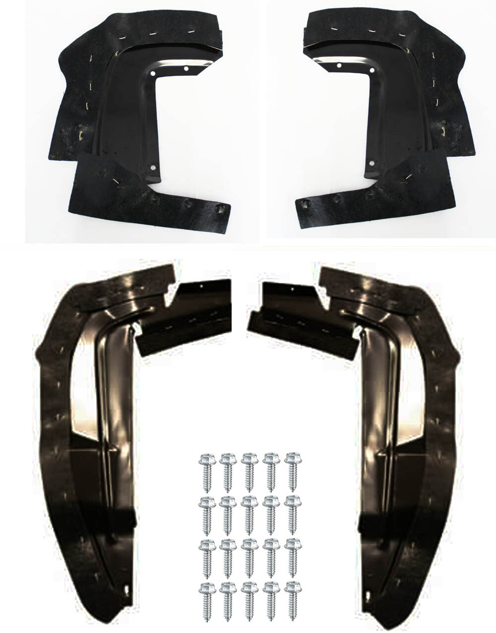 New 1967 - 1968 Ford MUSTANG Splash Shield Kit Fender Mud Guards Set w/ Bolts