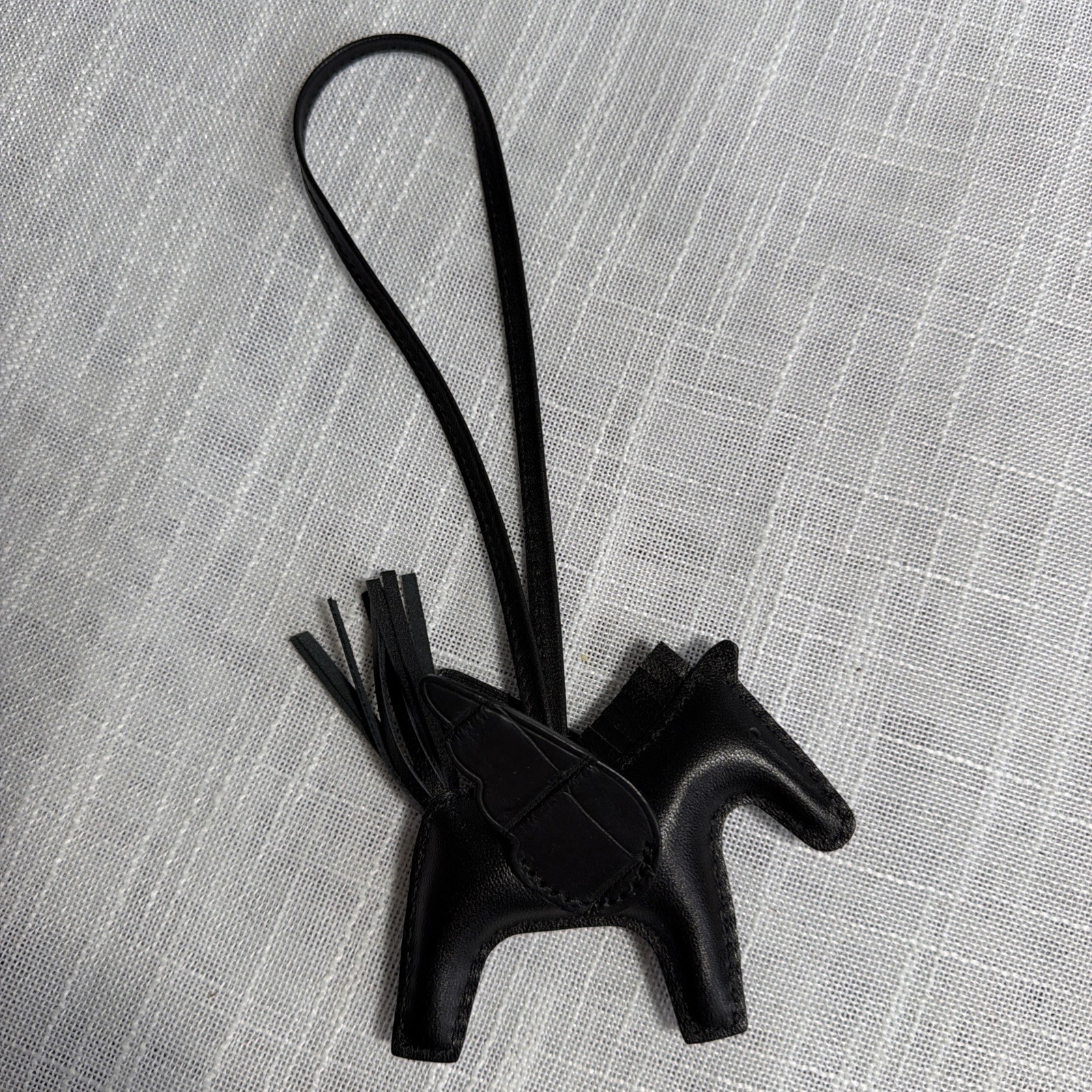 Hermes Rodeo Pegasus Noir Black Milo Lambskin Leather Bag Charm Boxed Excellent