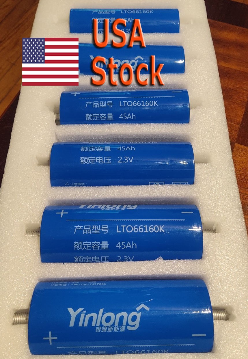 4PC Yinlong, NEW, Grade A  2.3V 45Ah Iron Titanate Battery  Cell LTO  LTO66160K*