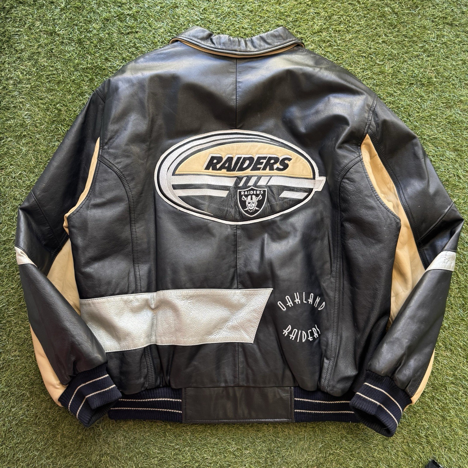 Vintage Oakland Raiders Carl Banks GIII Leather Jacket RARE NFL Football Size XL