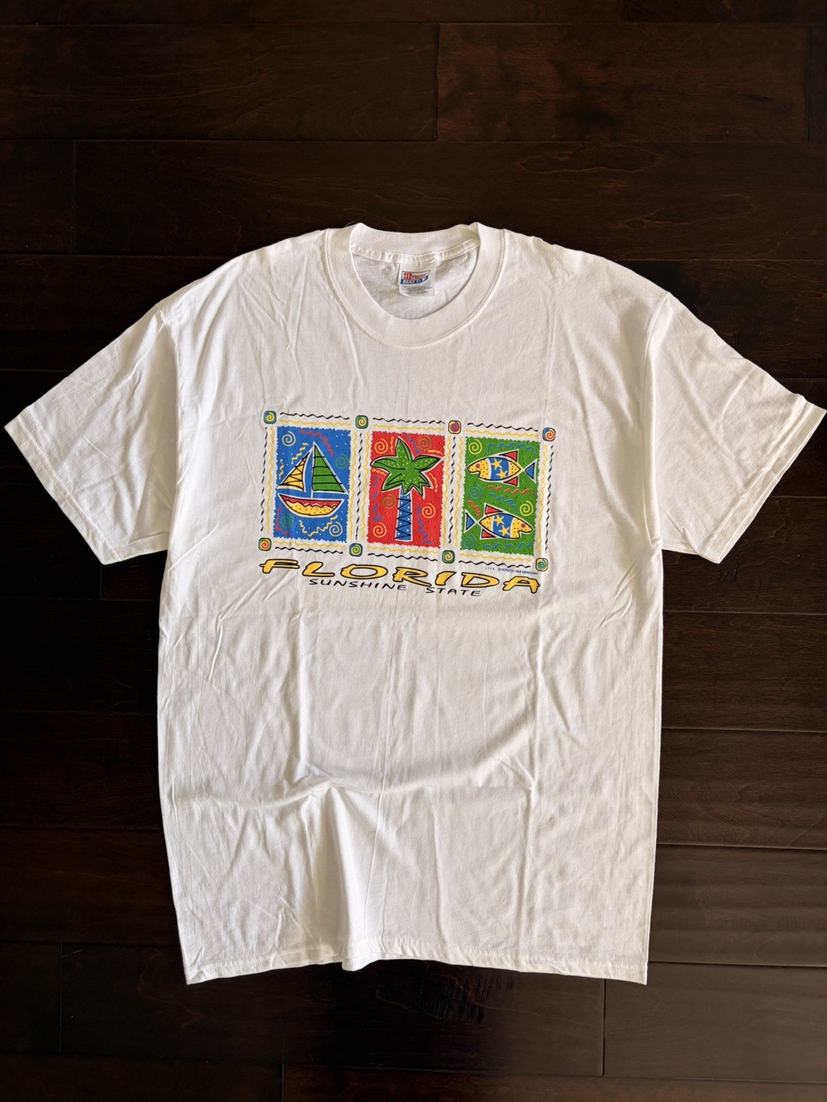 Vintage 90s Florida Sunshine State Graphic T-Shirt Hanes Beefy Made in USA XL