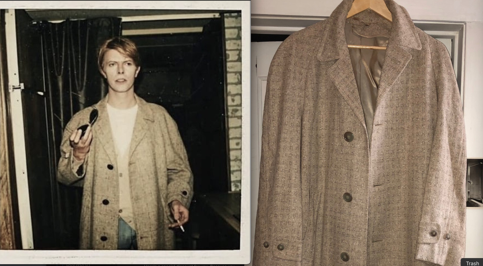 Vtg 1940/50s Mens DUNBROOK  Superb Atomic Beige Flecked Wool Coat 46 David Bowie