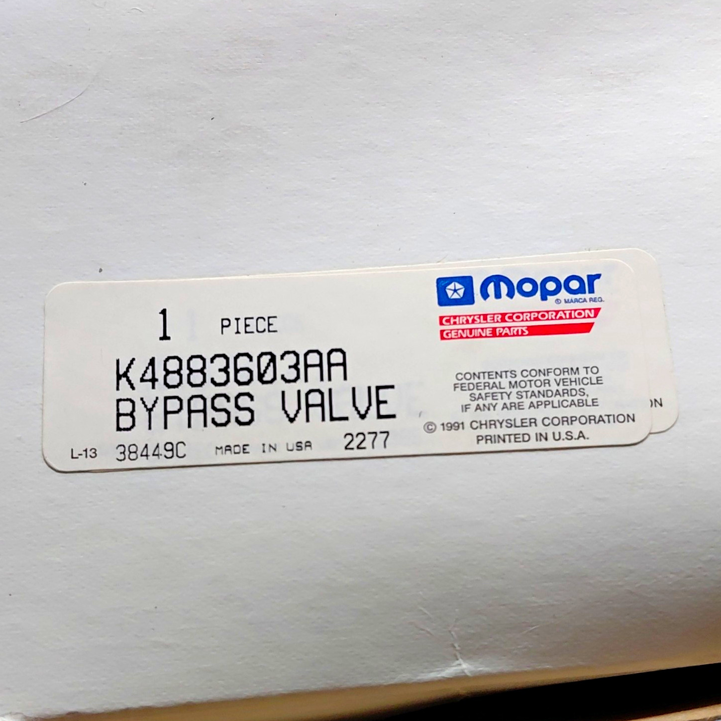 Genuine Vintage NOS Mopar Vacuum Actuated Heater Control /Water Valve K4883603AA