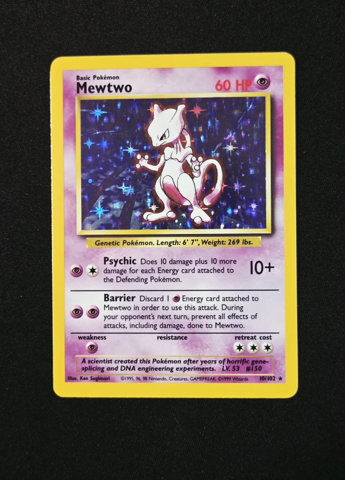 Mewtwo 10/102 Base Set Holo Rare WoTC Pokemon 1999