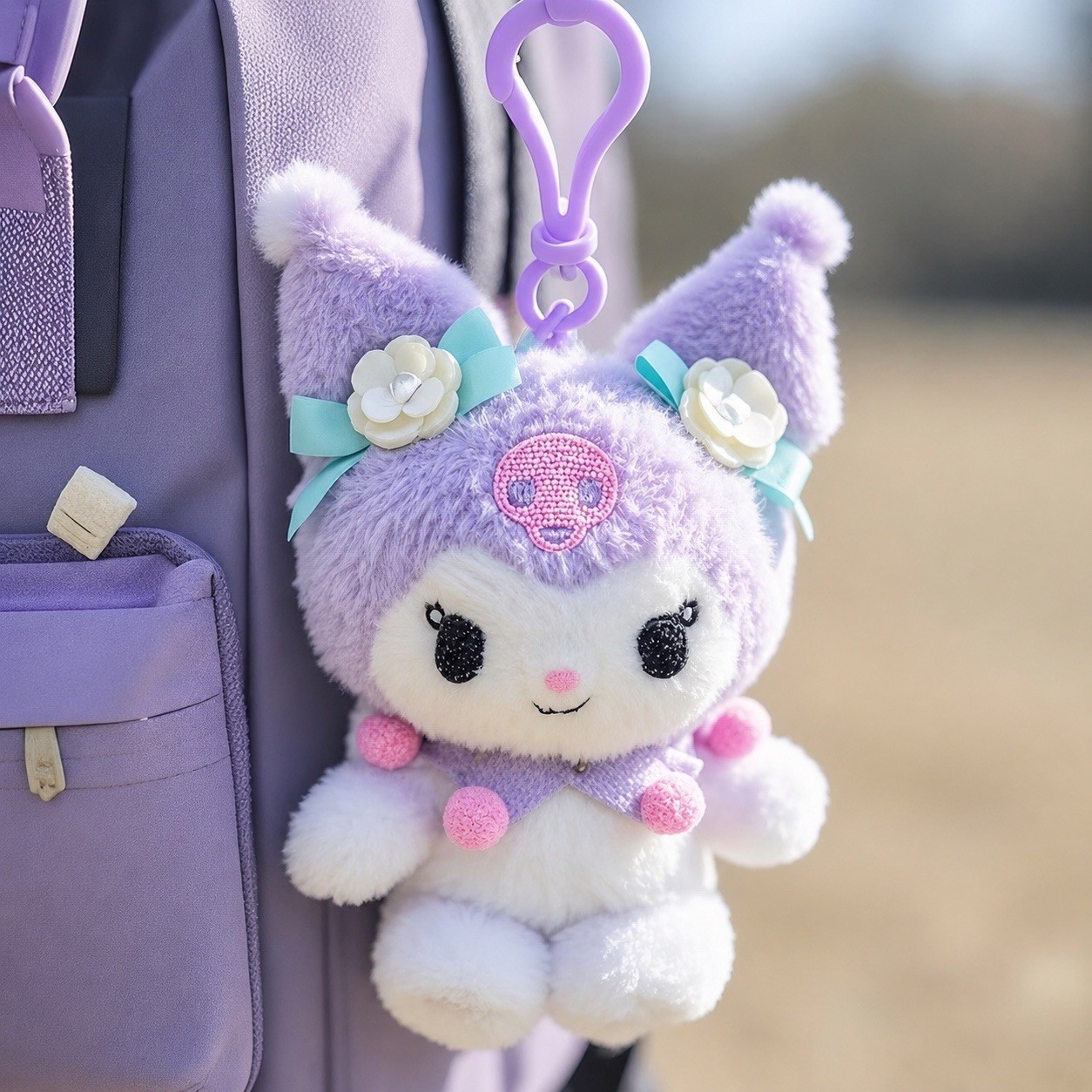 Official Sanrio Kuromi Floral Fairies Plush Keychain Mascot Charm Official Sanrio Kuromi Floral Fairies Plush Keychain Mascot Charm