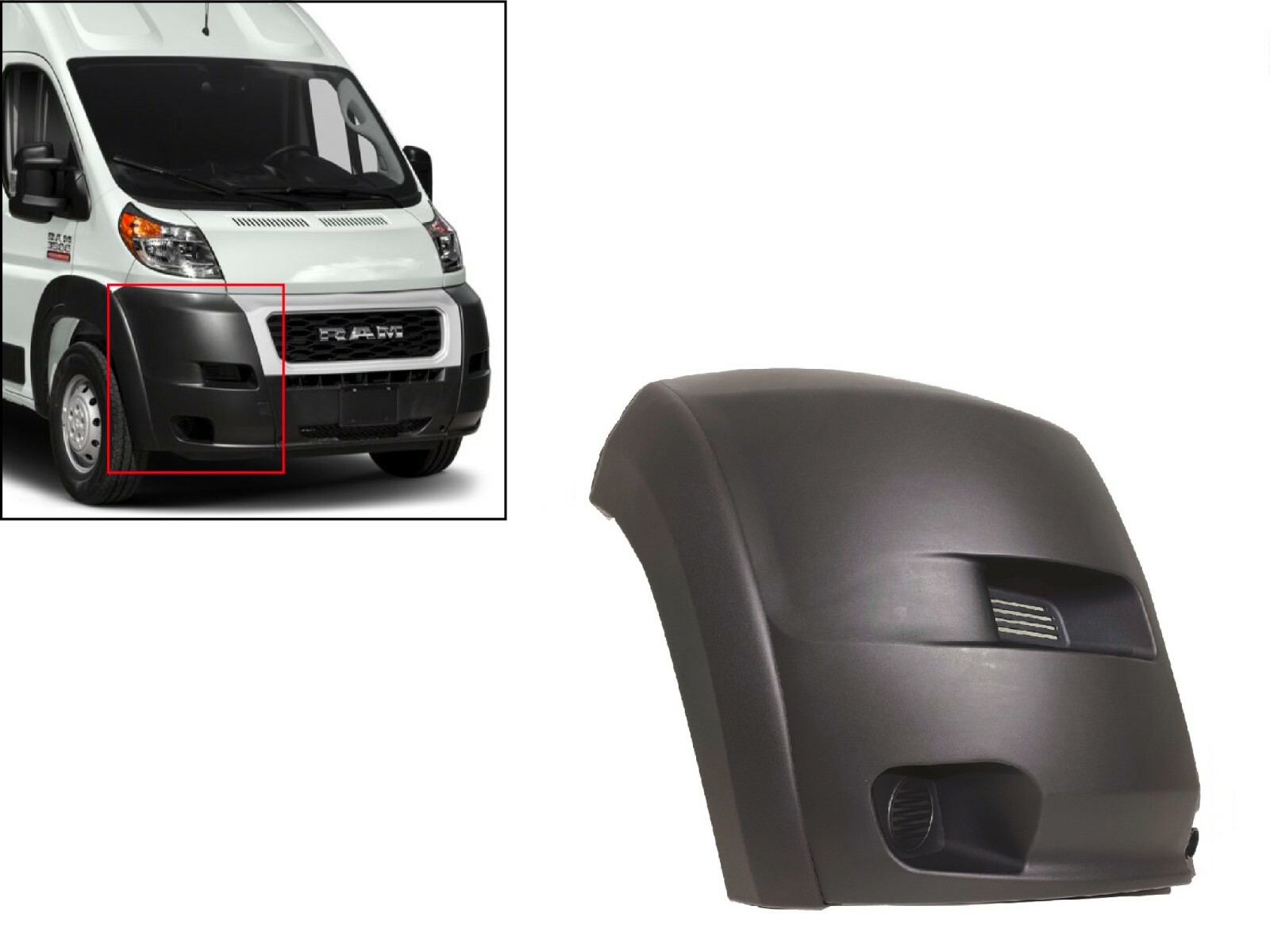 Fits 2019-2022 Ram Promaster Front Bumper Cover With Flare Right R Side RH
