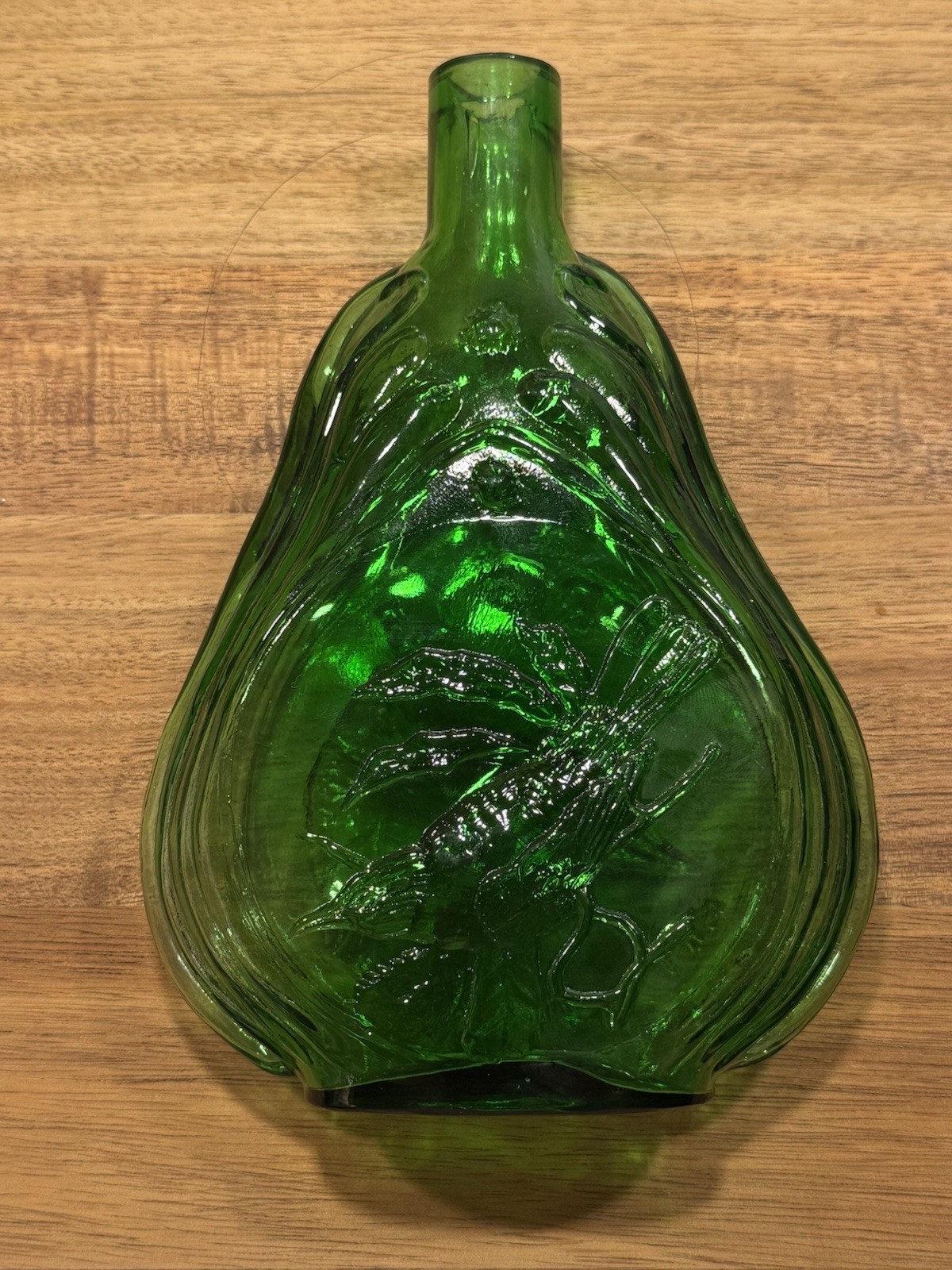 Arthur Singer Glass Bottle Embossed Oriole Bird Green Clevenger Brothers Arthur Singer Glass Bottle Embossed Oriole Bird Green Clevenger Brothers