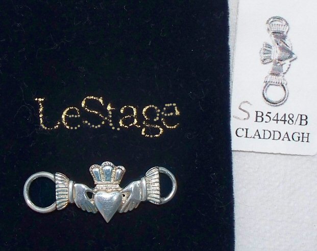 NEW 925 sterling silver LeStage Claddagh Convertible clasp, Celtic charm USA