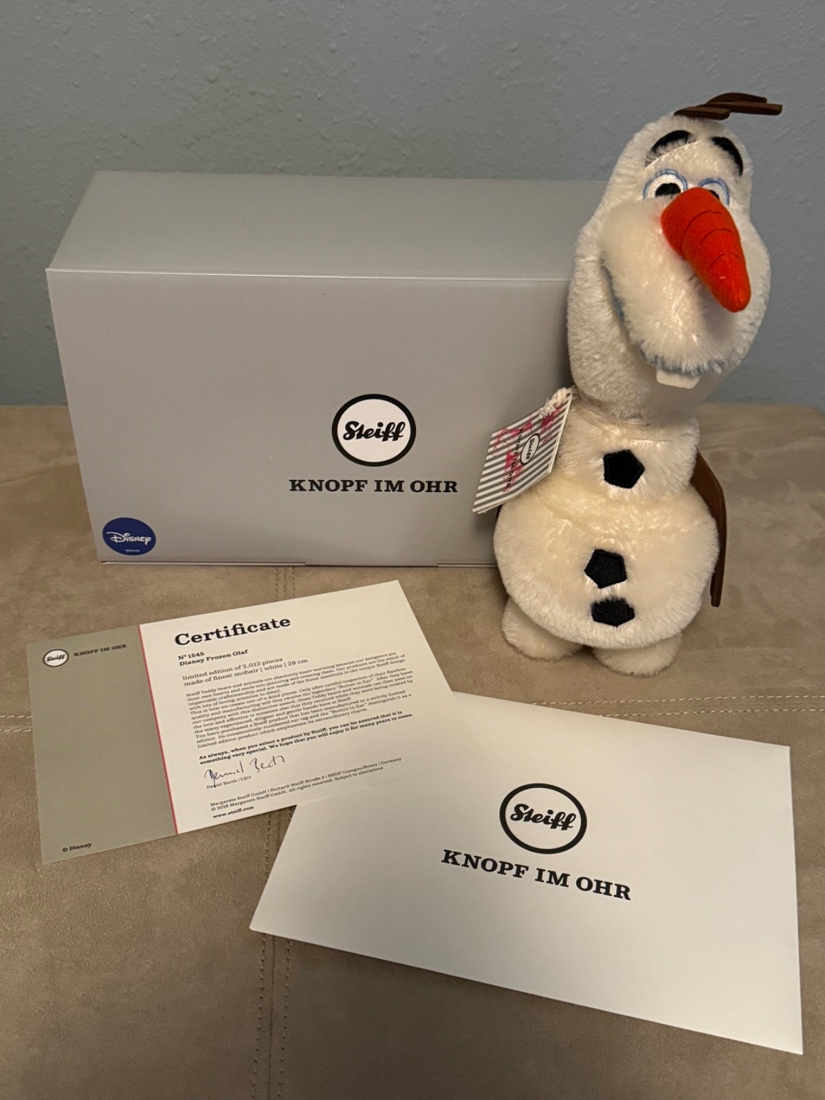 Steiff Disney Frozen Olaf 28 Moh.Weiss 354571 #1545/2013