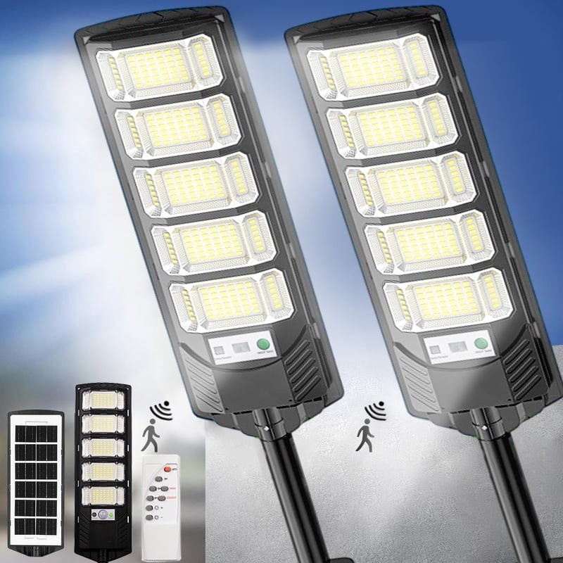 GMOX 2 Pack 100000LM Solar Street Light Outdoor IP65 Waterfroof 240PCS 5730LEDs GMOX 2 Pack 100000LM Solar Street Light Outdoor IP65 Waterfroof 240PCS 5730LEDs